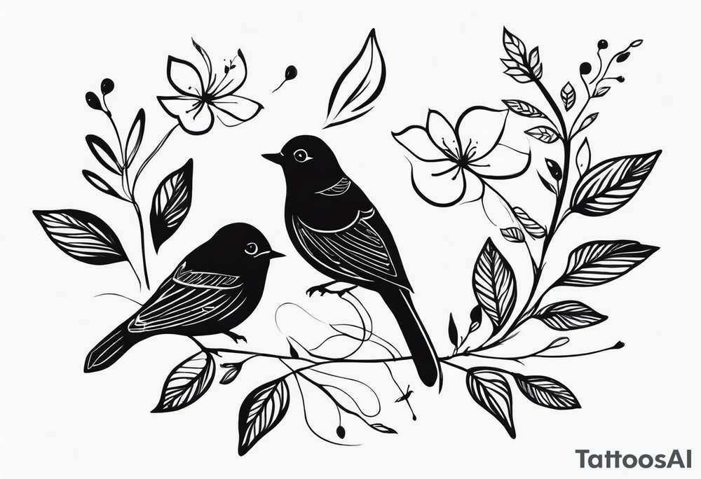 a long unique small feminine leaftattoo with birds on the wrist tattoo idea