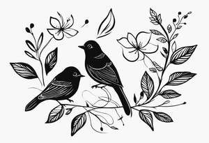 a long unique small feminine leaftattoo with birds on the wrist tattoo idea