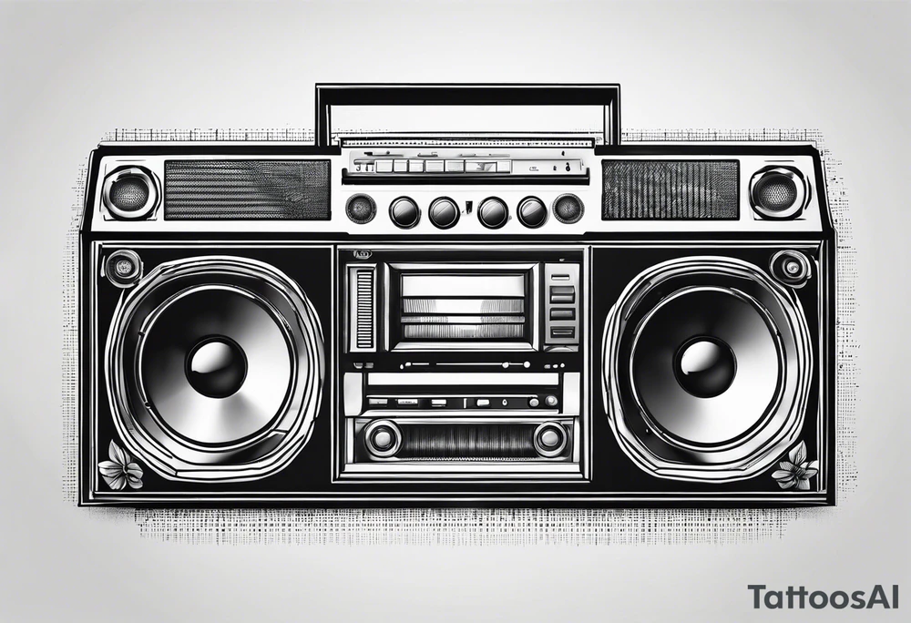 A boombox in fineline very minimalistic tattoo idea