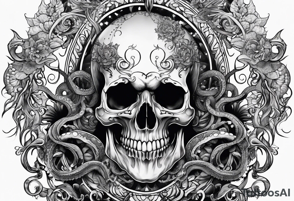 skull with tentacles tattoo idea