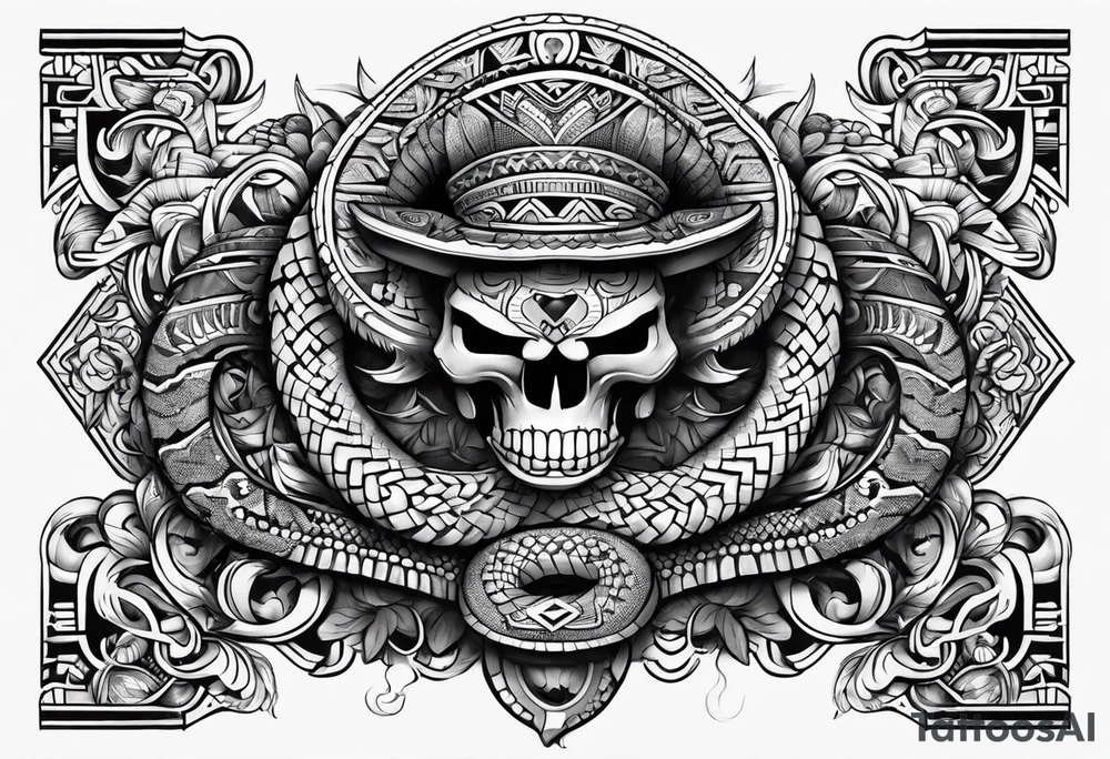 aztec snake sleeve tattoo idea