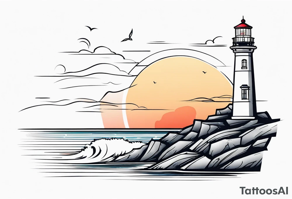fancy lighthouse tattoo idea