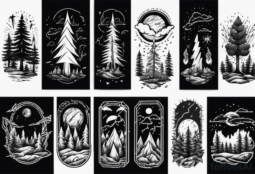 lightning storm over forest tattoo idea