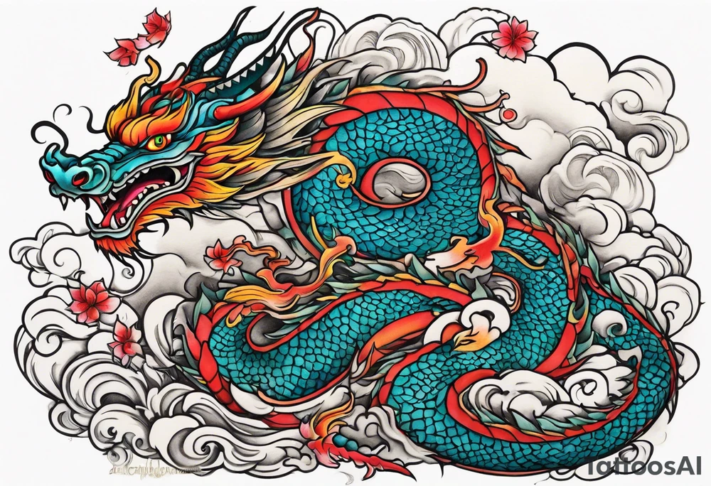Dragon in wonderland tattoo idea