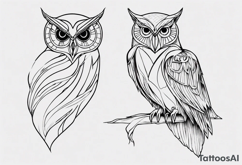 one line tattoo of a owl tattoo idea