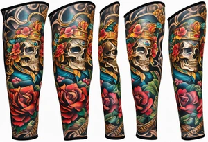 Arm sleeve inspired by Mexican American imagery tattoo idea