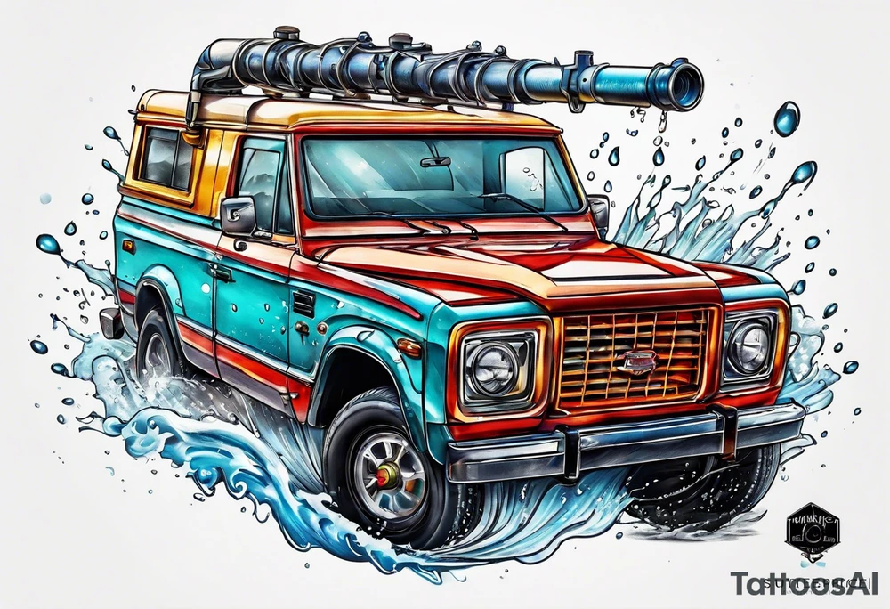 Sprinkler with water drops tattoo idea
