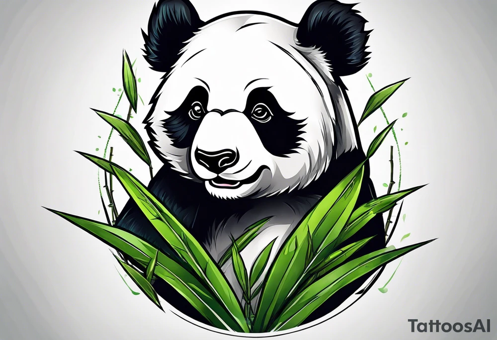 Cute panda only face with bamboo tattoo idea