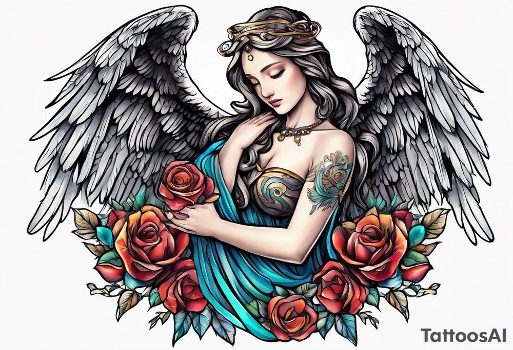 angel extending hands tattoo idea