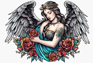 angel extending hands tattoo idea