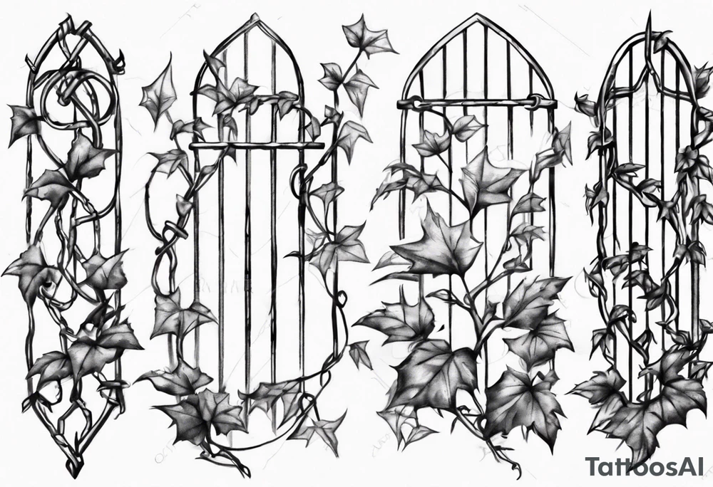 chain link fence with pointy ivy tattoo idea