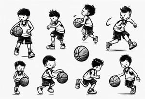 little kid playing basketball tattoo idea