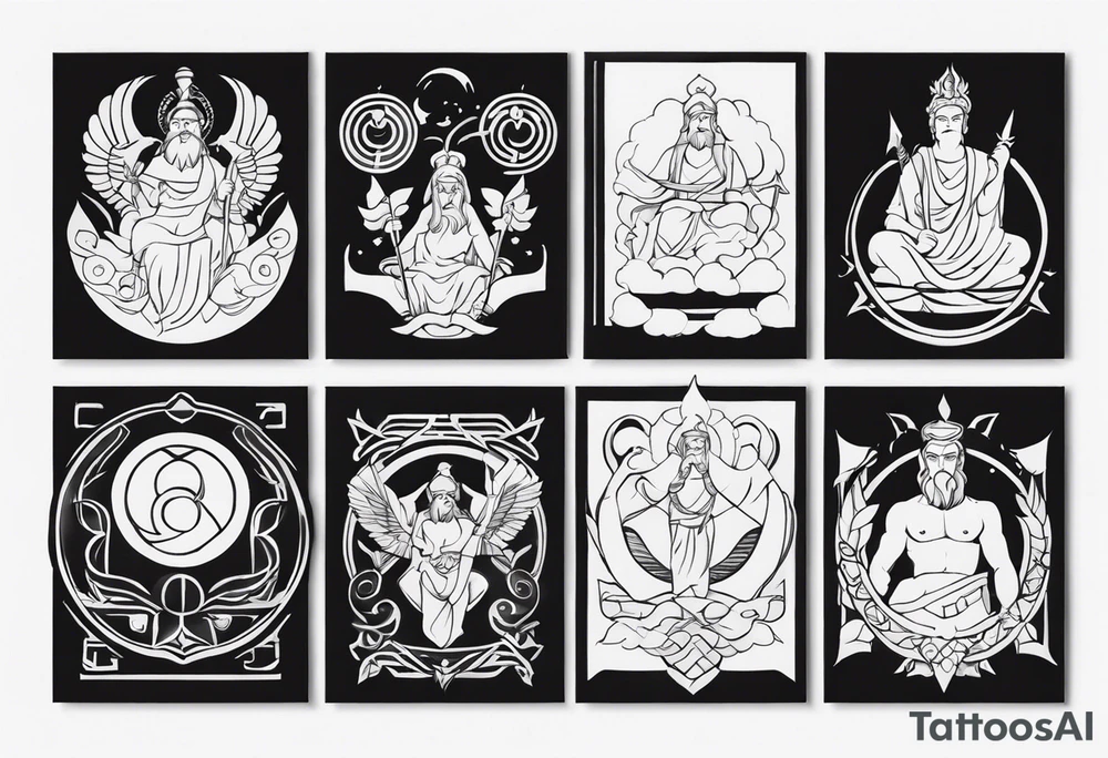 Symbols of the twelve Olympian gods tattoo idea