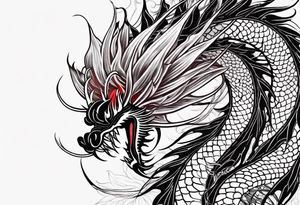 Black Dragon, 
Red Spider Lily, minamalistic tattoo idea