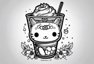 super cute anime boba tea sanrio tattoo idea