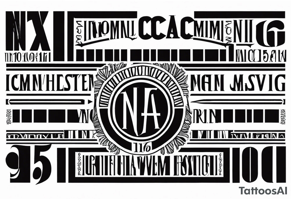 Initials NCA with roman numerals 9-15-16 tattoo idea