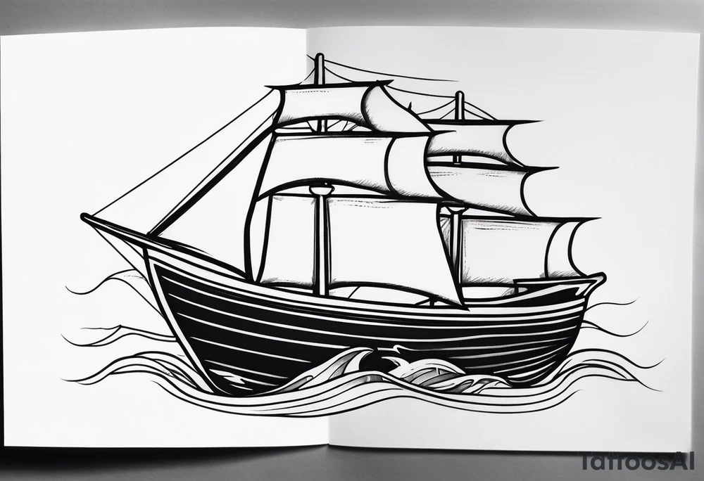 boat in sea tattoo idea