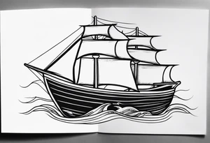 boat in sea tattoo idea