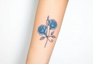 Blue, 2 roses, 2 candles tattoo idea