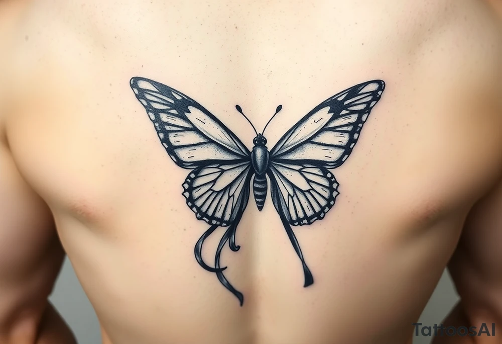 ethereal butterfly with flowing silk ribbons in moonlight tattoo idea ethereal butterfly with flowing silk ribbons in moonlight tattoo idea