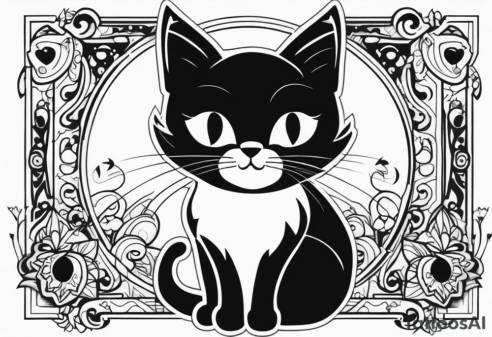 Black cat tattoo idea
