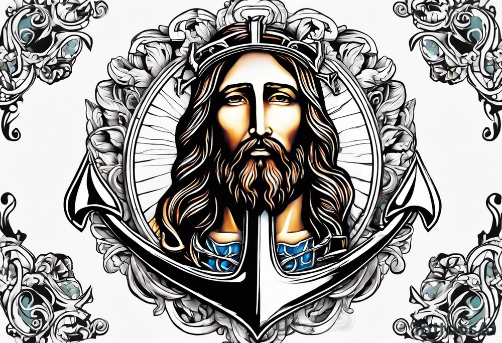 Jesus on an anchor tattoo idea