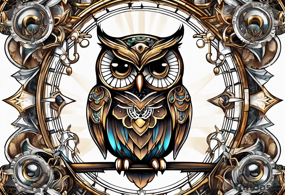 Steampunk owl tattoo idea