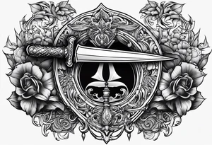 Dagger with Hourglass on hilt and shadow cloak blade tattoo idea