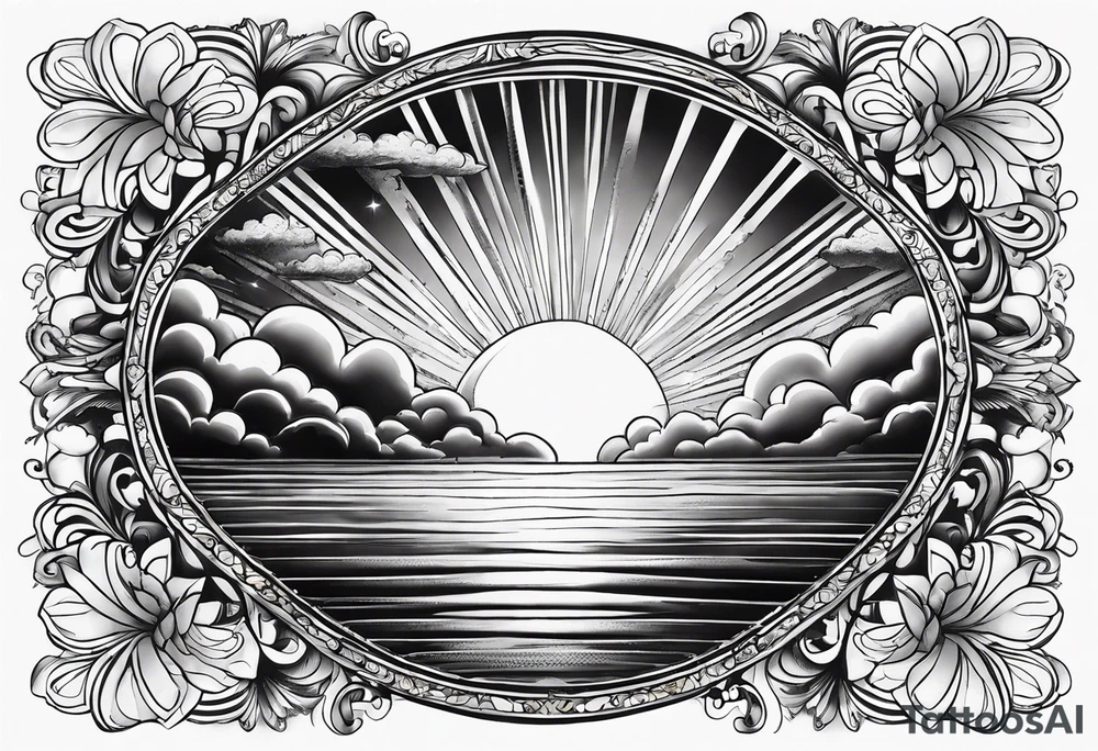 Sunrays and clouds tattoo idea