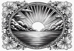 Sunrays and clouds tattoo idea