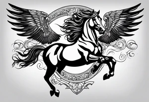 Horse with wings and a big ship in the wayer tattoo idea