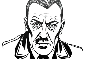 adolf hitler, make it look like a human drew it. tattoo idea