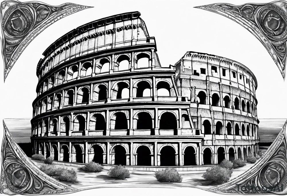 Weathered Roman colosseum tattoo idea
