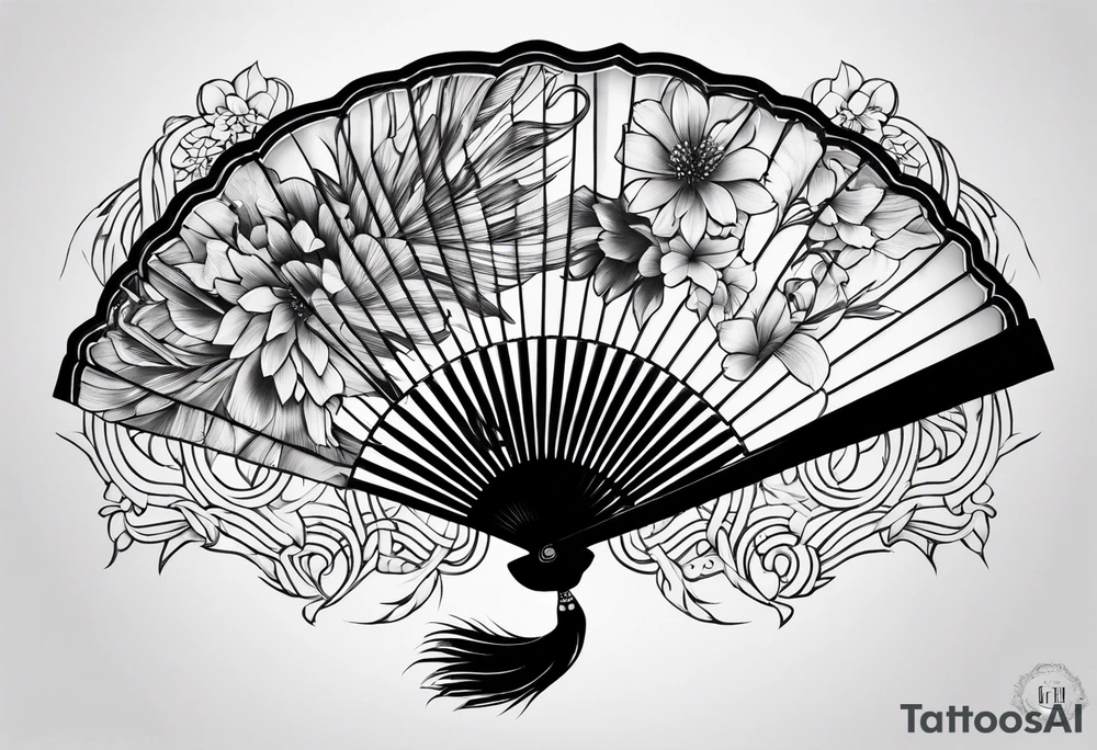 All Black Japanese fan tattoo idea