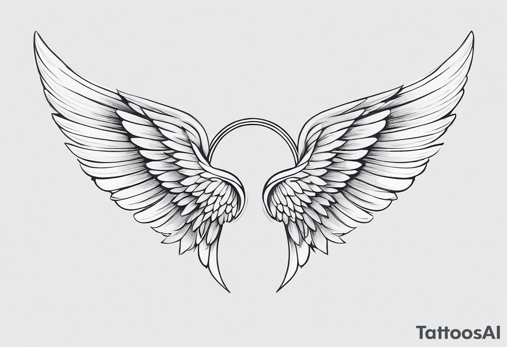 a pair of wings with a halo over them tattoo idea