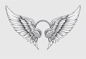 a pair of wings with a halo over them tattoo idea