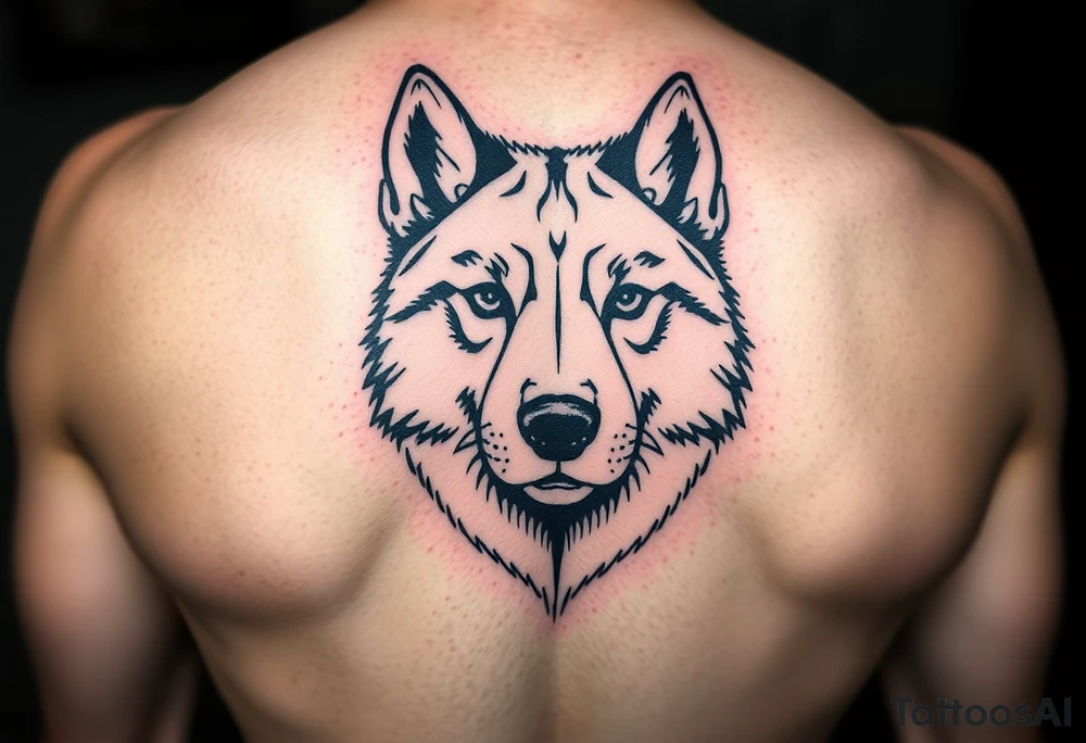make a small tattoo of the face of a husky white with brown tattoo idea