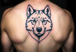 make a small tattoo of the face of a husky white with brown tattoo idea