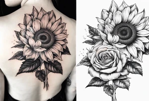 Sunflower, book, flower rose rose & bleu tattoo idea