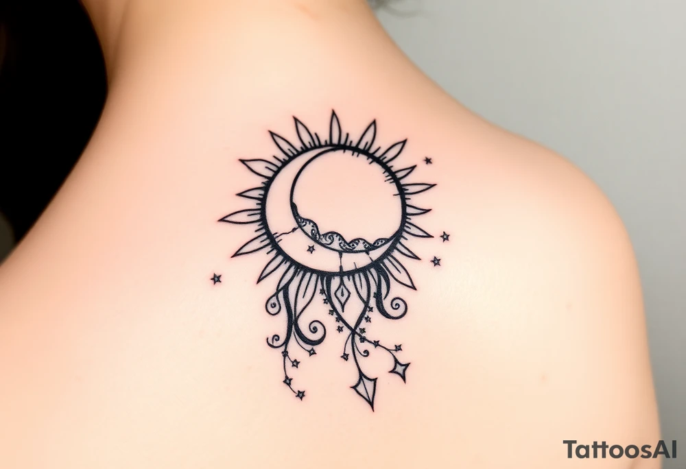 The sun the moon and the stars cascading tattoo idea