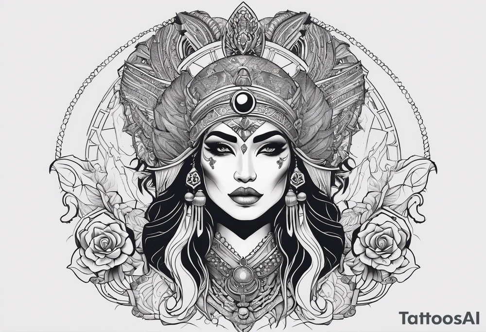 kali ma, alien goddess, valkrye, aries, pirate, divine feminine, zenza resonance, pachamama, lotus azul, blank panther, eagle, skull, 5D, nueva gaya, dna 12 tattoo idea