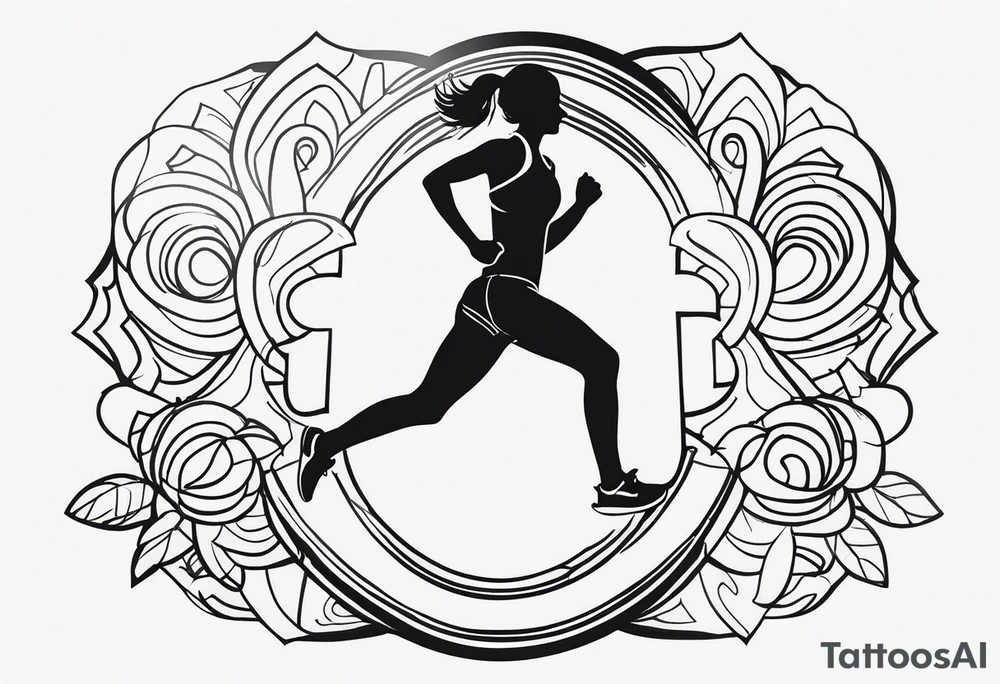 Create a running tattoo with the distances of 5k, 10k, 13.1, 26.2 tattoo idea