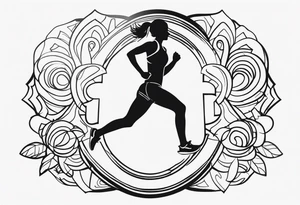 Create a running tattoo with the distances of 5k, 10k, 13.1, 26.2 tattoo idea