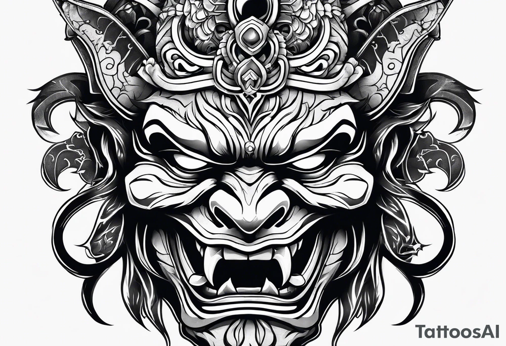 Undead oni mask tattoo idea