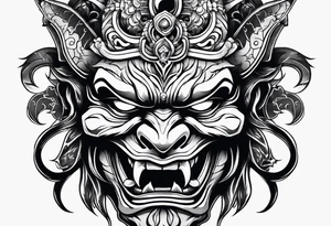 Undead oni mask tattoo idea