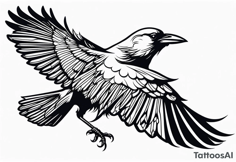 Crow in flight tattoo idea