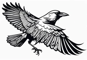 Crow in flight tattoo idea