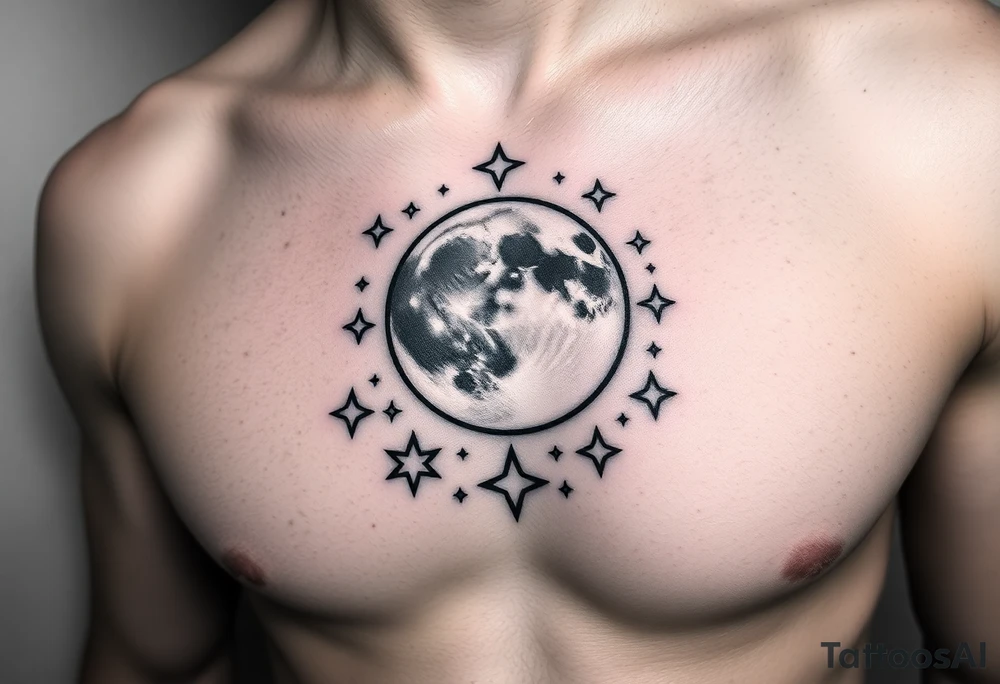 Moon and stars tattoo idea