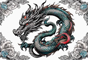 Create a detailed tattoo of Asian dragon wrapping around an anchor centered on taeguk. tattoo idea