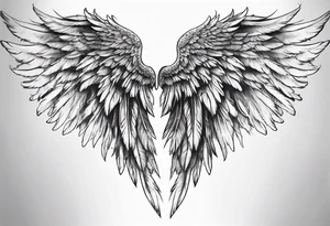 Detailed feathered angel wings tattoo idea